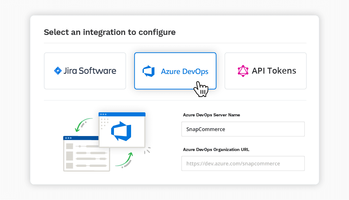 Azure DevOps integration template product UI