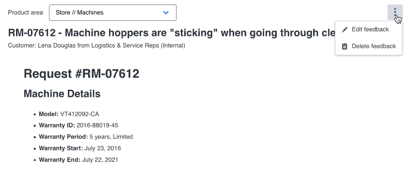 Edit delete feedback