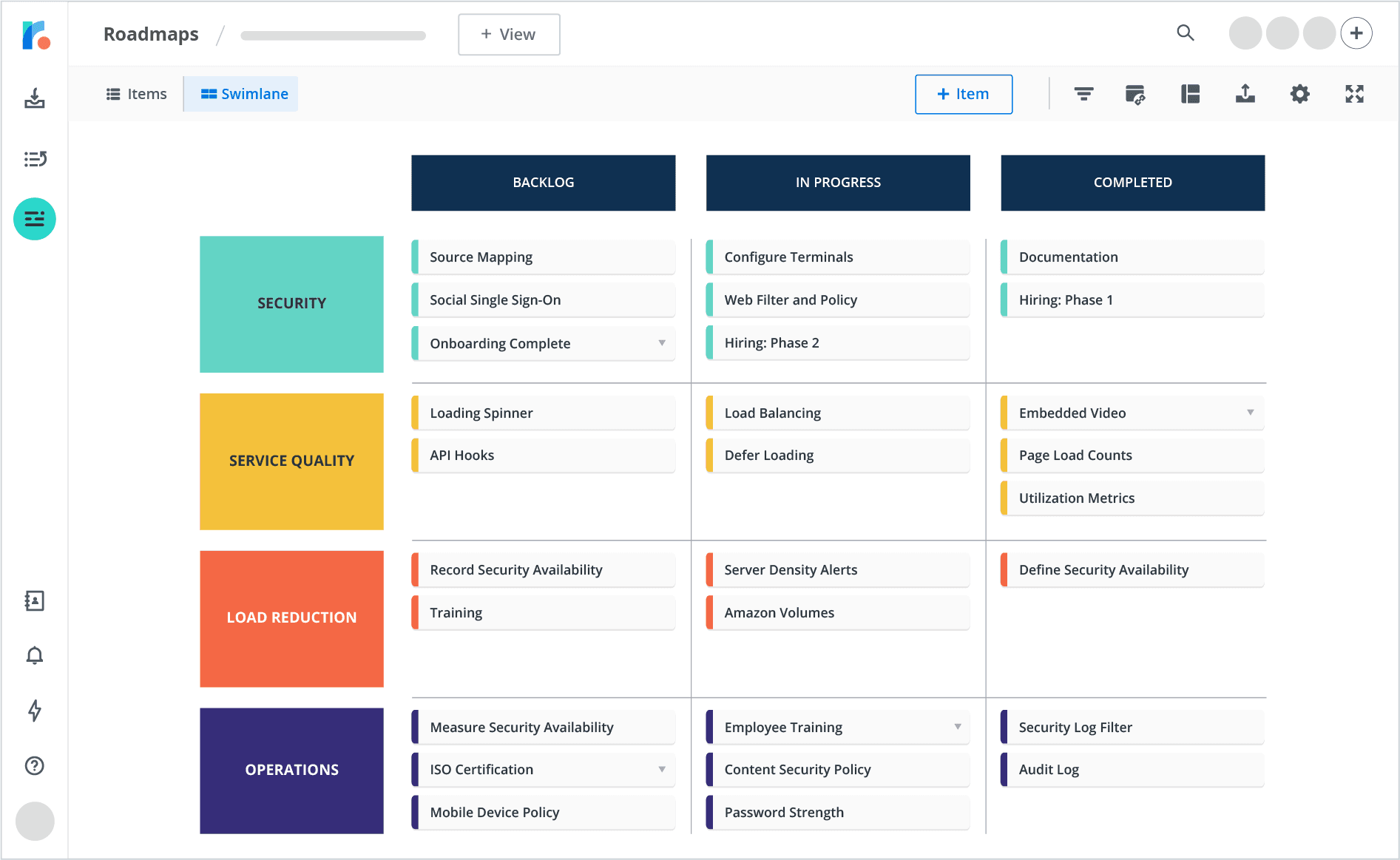 Strategic Roadmaps Template Technology UI
