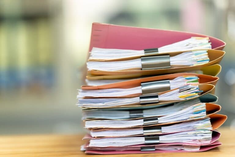 Stack of project portfolio folders