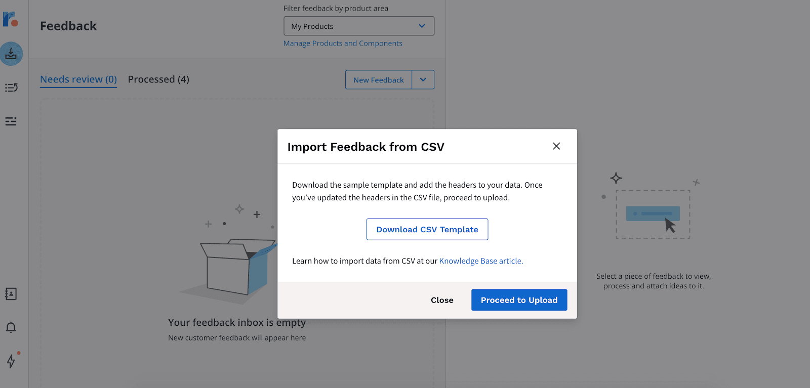 CSV Import Feature UI
