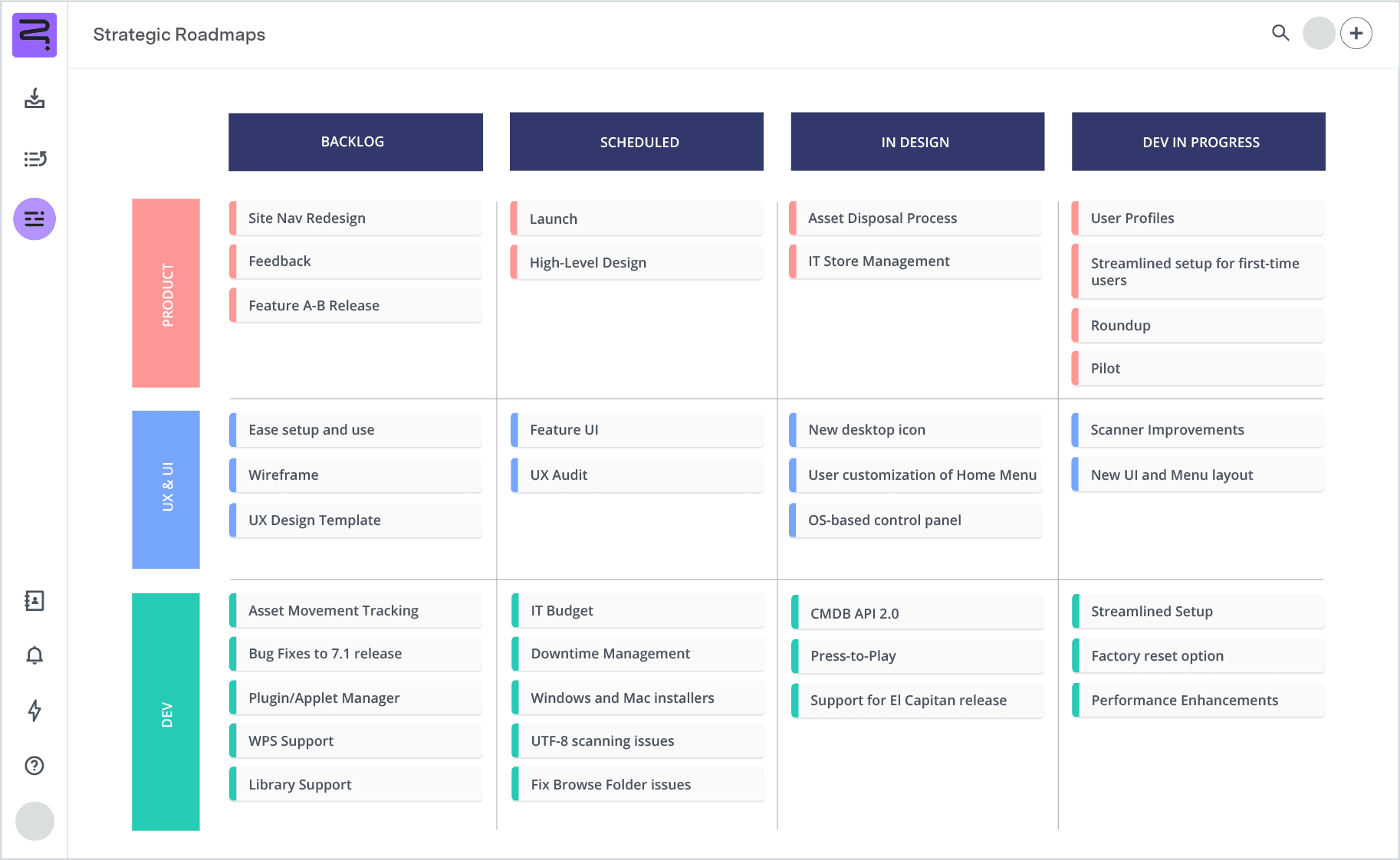 Kanban board templates product UI
