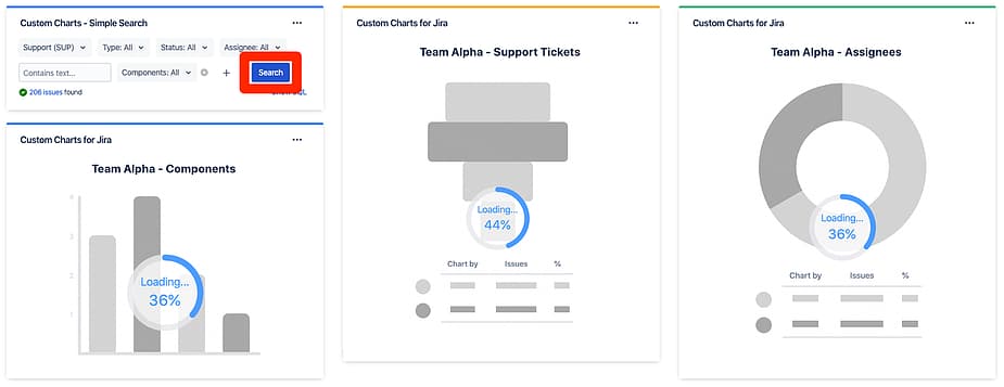 Search Jira Dashboards across projects interface