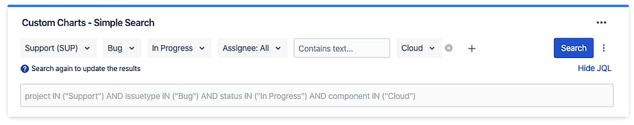 Share Jira JQL queries between users and dashboards interface
