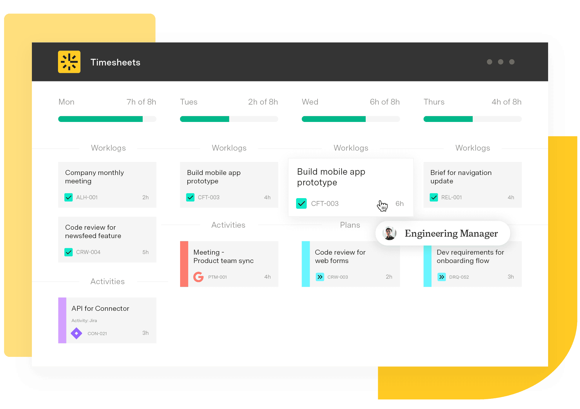Tempo Timesheets product UI