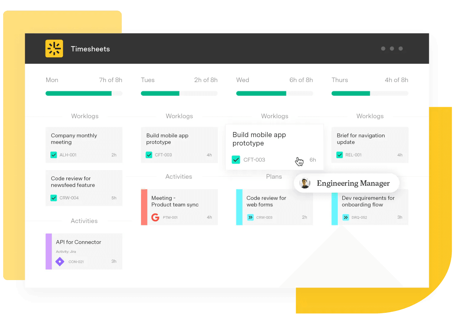 Tempo Timesheets product UI