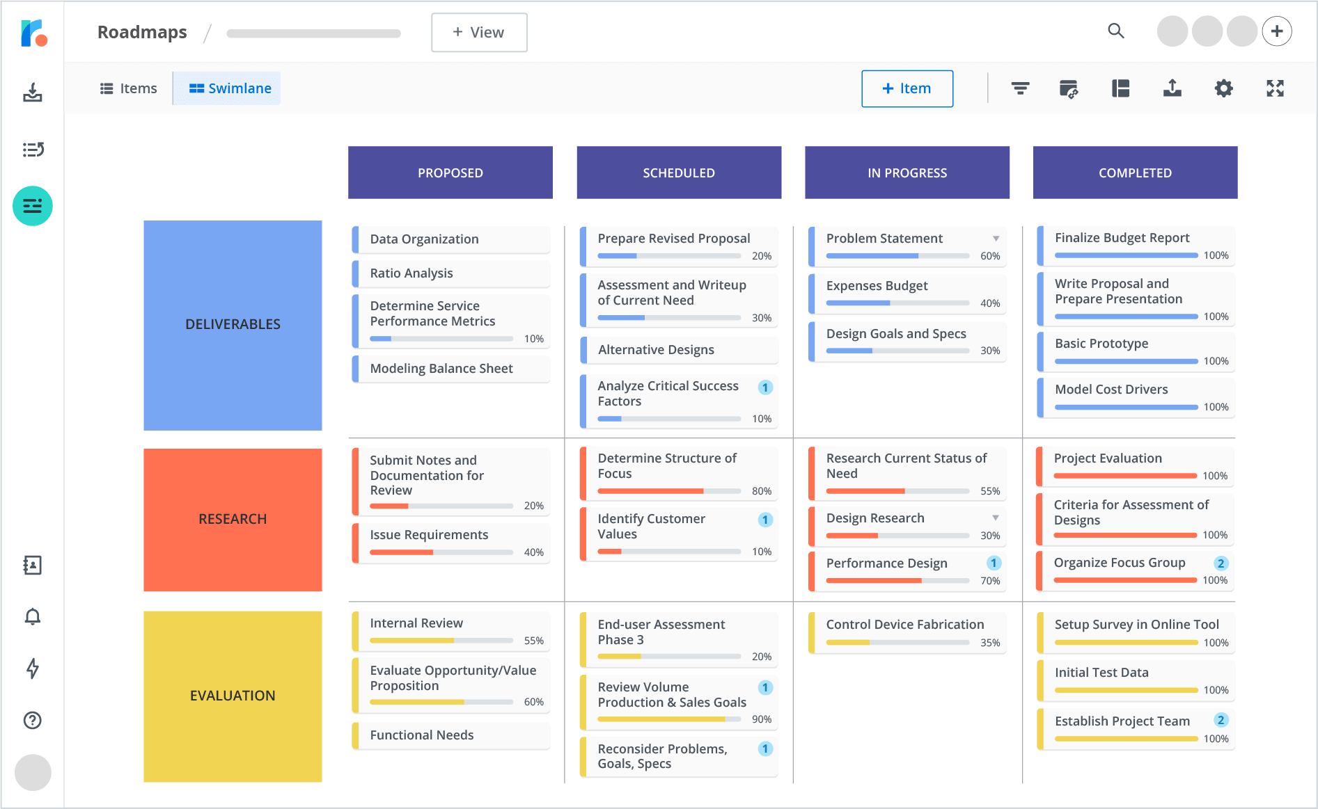Work breakdown structure template product UI